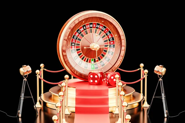 Podium com roleta de casino, renderização 3D — Fotografia de Stock