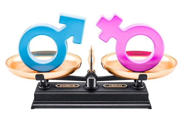 Ισορροπία έννοια, ισότητα ανδρών και γυναικών. 3D rendering — Φωτογραφία Αρχείου