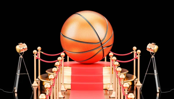 Podium with basketball ball, 3D rendering — Stock Photo, Image