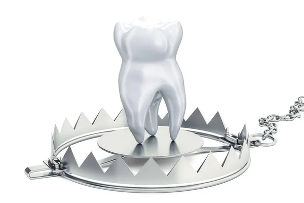 Val met tand, kiespijn concept. 3D-rendering — Stockfoto