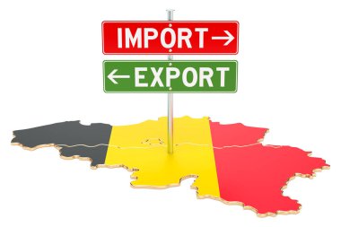 İthalat ve ihracat Belçika kavram, 3d render
