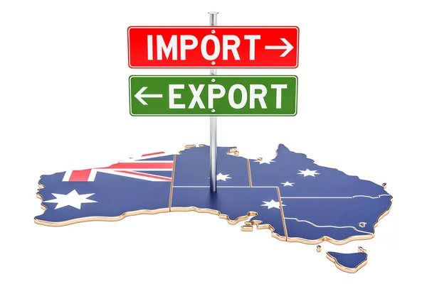 Import a export v Austrálii konceptu, vykreslování 3d objektů — Stock fotografie