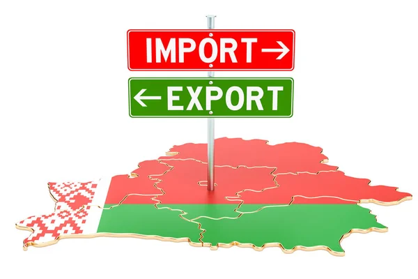 Importálás és exportálás a Belarusz koncepció, 3D-s renderelés — Stock Fotó