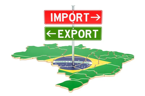 Importación y exportación en Brasil concepto, renderizado 3D —  Fotos de Stock