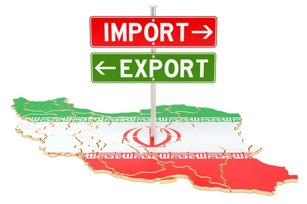 Importação e exportação no conceito Irã, renderização 3D — Fotografia de Stock