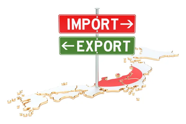 Importación y exportación en Japón concepto, renderizado 3D —  Fotos de Stock