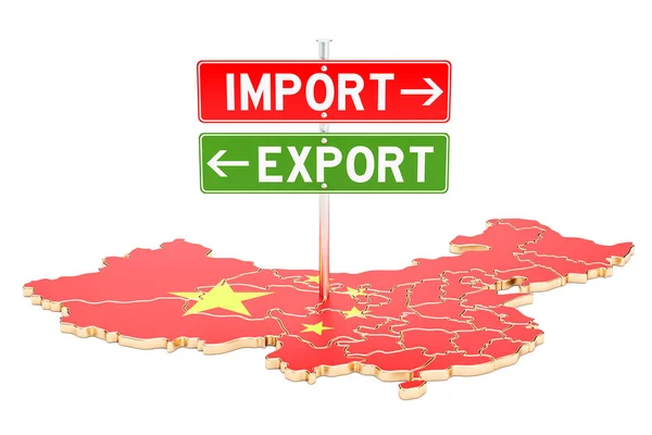 Importation et exportation en Chine concept, rendu 3D — Photo