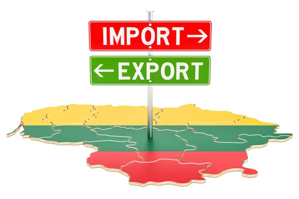 Importação e exportação em conceito lituano, renderização 3D — Fotografia de Stock