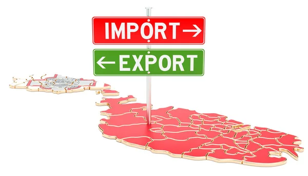 Importação e exportação em Malta conceito, renderização 3D — Fotografia de Stock