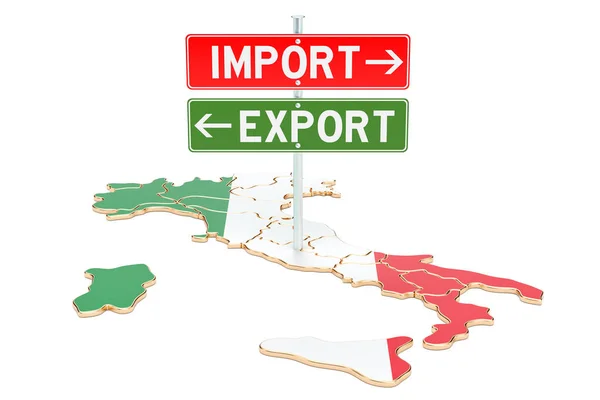 Importação e exportação em Itália conceito, renderização 3D — Fotografia de Stock
