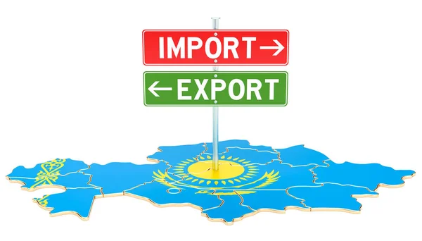 Importación y exportación en Kazajstán concepto, representación 3D — Foto de Stock