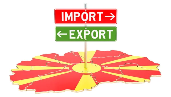 Importação e exportação no conceito Macedônia, renderização 3D — Fotografia de Stock