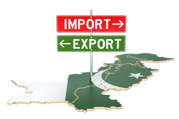 Importação e exportação no Paquistão conceito, renderização 3D — Fotografia de Stock