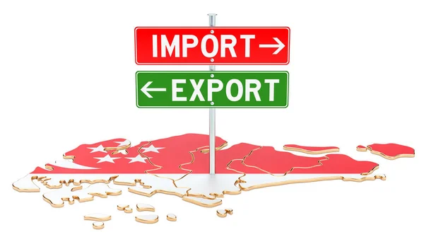 Import és export, a szingapúri koncepció, 3d-leképezés — Stock Fotó