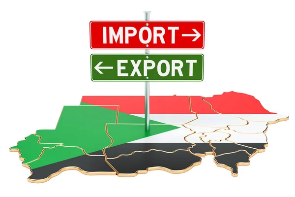 Import und Export im Sudan-Konzept, 3D-Rendering — Stockfoto
