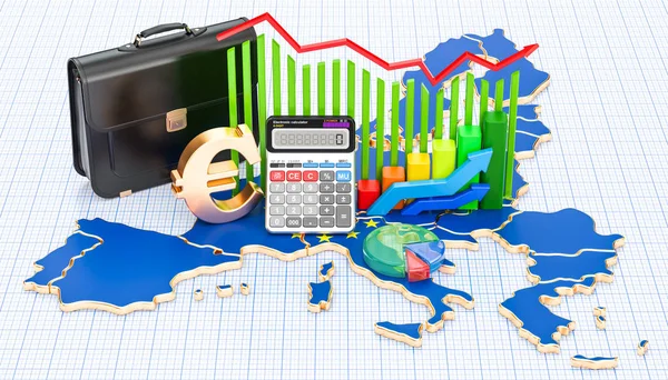 Business, commerce and finance in the European Union concept, 3D — Stock Photo, Image