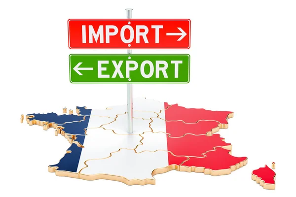 Importación y exportación en Francia concepto, renderizado 3D —  Fotos de Stock