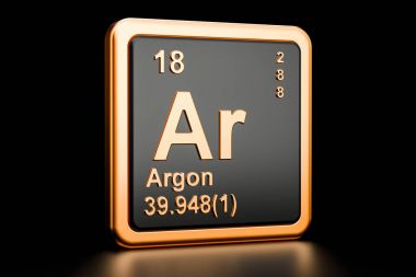 Argon Ar kimyasal element. 3D render