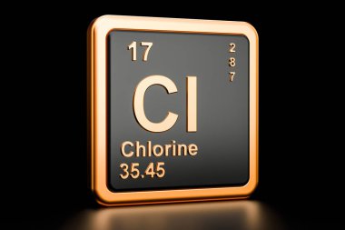 Klor Cl kimyasal element. 3D render