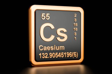 Sezyum Cs kimyasal element. 3D render