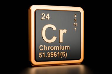 Krom Cr kimyasal element. 3D render