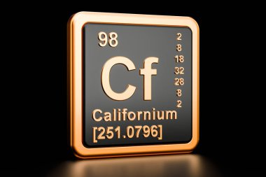 Californium Cf kimyasal element. 3D render