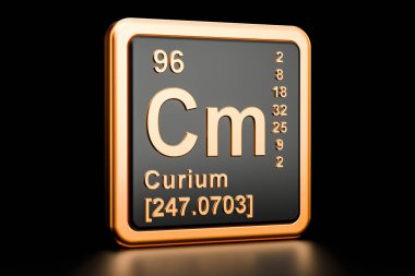 Curium Cm kimyasal element. 3D render