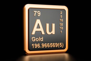 Altın aurum Au kimyasal element. 3D render