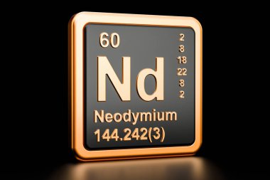 Neodim Nd kimyasal element. 3D render
