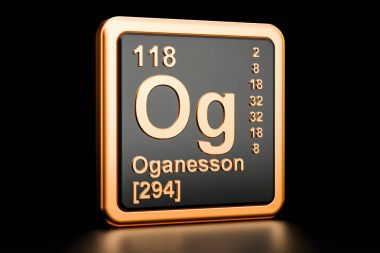 Oganesson Og kimyasal element. 3D render