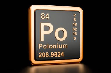 Polonyum Po kimyasal element. 3D render