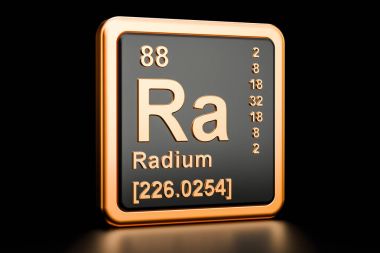 Radyum Ra kimyasal element. 3D render