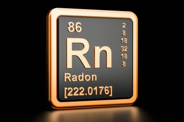 Radon Rn kimyasal element. 3D render