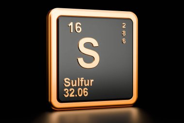 Kükürt S kimyasal element. 3D render