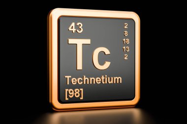 Teknetyum Tc kimyasal element. 3D render