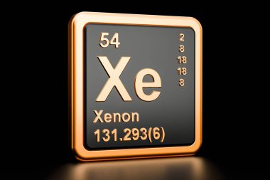 Xenon Xe kimyasal element. 3D render