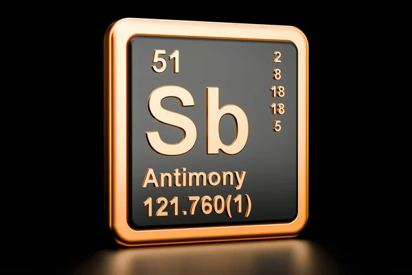 Antimon Sb stibium kimyasal element. 3D render — Stok fotoğraf