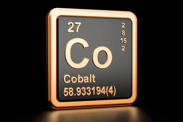 Cobalto Co elemento químico. Renderização 3D — Fotografia de Stock