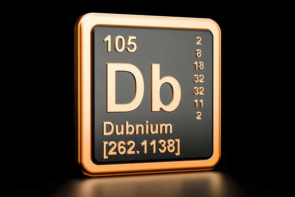 Dubnium Db elemento químico. Renderizado 3D — Foto de Stock