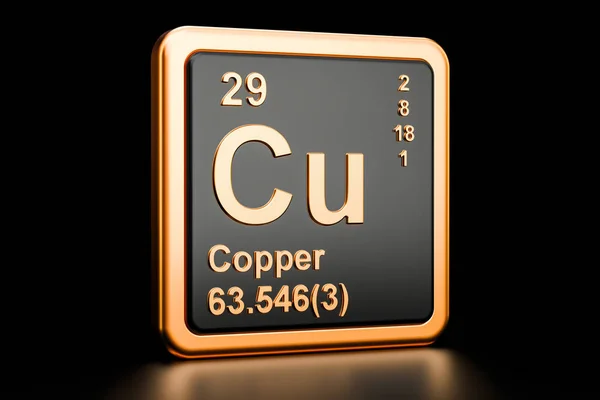 Elemento químico de cobre Cu. Renderização 3D — Fotografia de Stock
