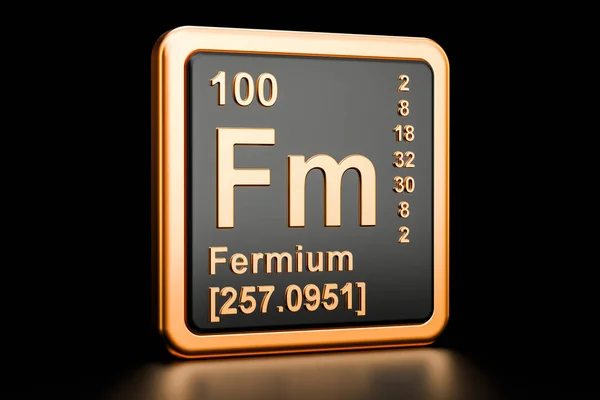 Fermium Fm elemento químico. Renderização 3D — Fotografia de Stock