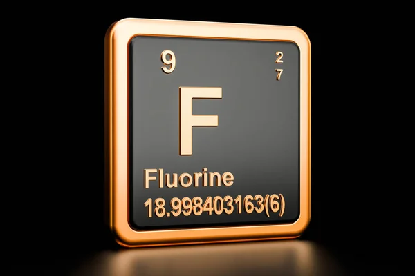 Fluor f chemisches Element. 3D-Darstellung — Stockfoto
