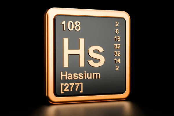 Hasiu Hs element chimic. Redare 3D — Fotografie, imagine de stoc