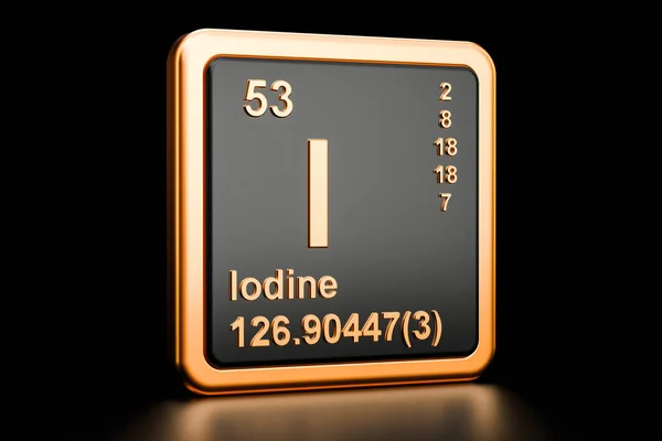 Iodine I stibium chemical element. 3D rendering — Stock Photo, Image