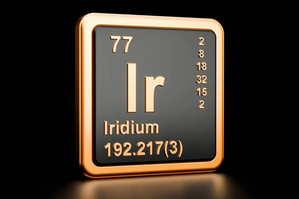 Iridium Ir elemento químico. Renderização 3D — Fotografia de Stock