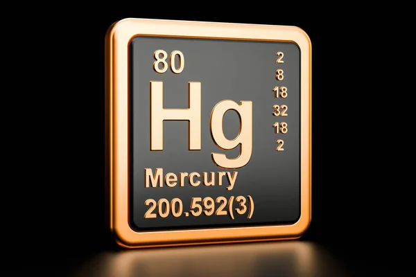 Elemento químico mercúrio Hg. Renderização 3D — Fotografia de Stock