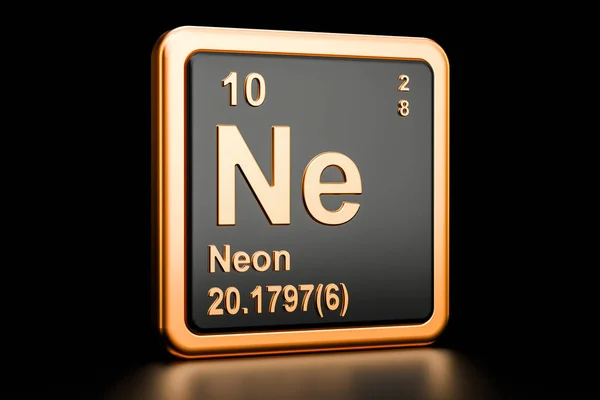 Neón Ne elemento químico. Renderizado 3D — Foto de Stock