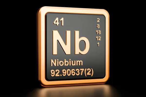 Nióbio Nb elemento químico. Renderização 3D — Fotografia de Stock