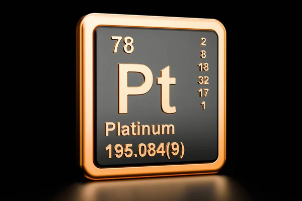 Platinum Pt grundämne. 3D-rendering — Stockfoto