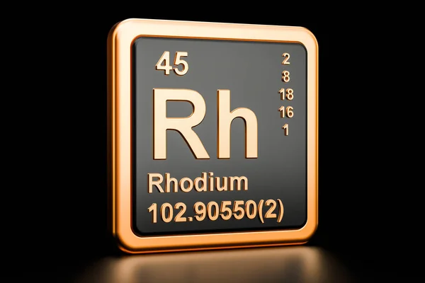 Rhodium Rh chemický prvek. 3D vykreslování — Stock fotografie
